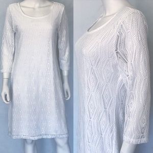 Dana Buchman M White Eyelet Shift Dress Spiritual
